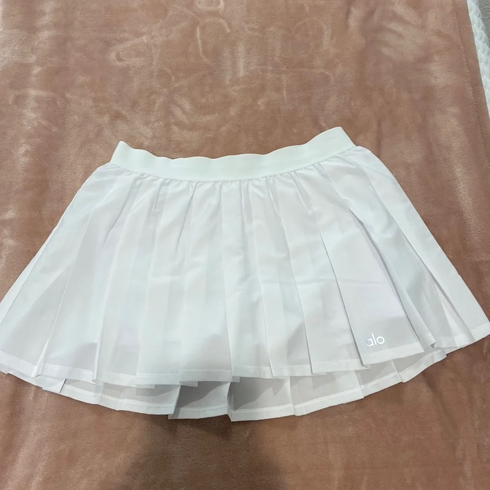 ALO Yoga White Pleated Mini Skirt